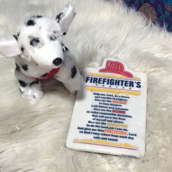 Firemen prayer sign plague Dalmation plush - Picture 1 of 11